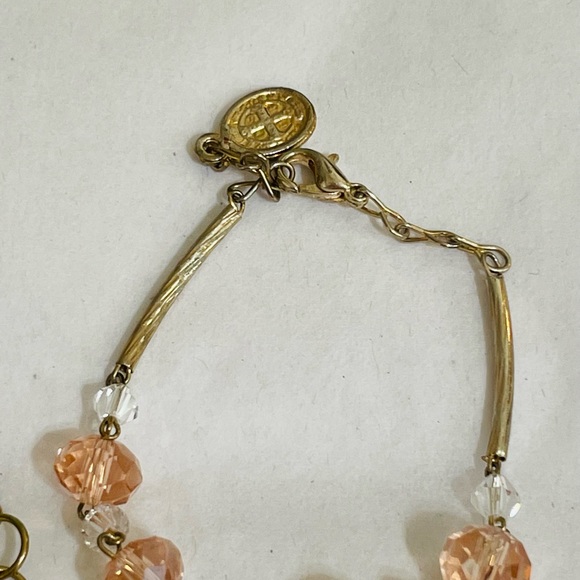 VINTAGE Czech Glass Pink Faceted Beaded Bracelet Jewelry Set - Picture 4 of 9